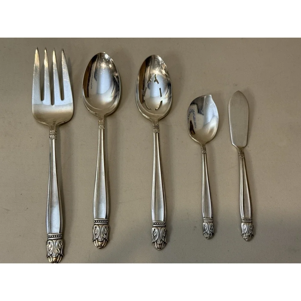 Vintage Danish Princess Silverplate 5-Piece Serving Set - Pristine‎ Condition